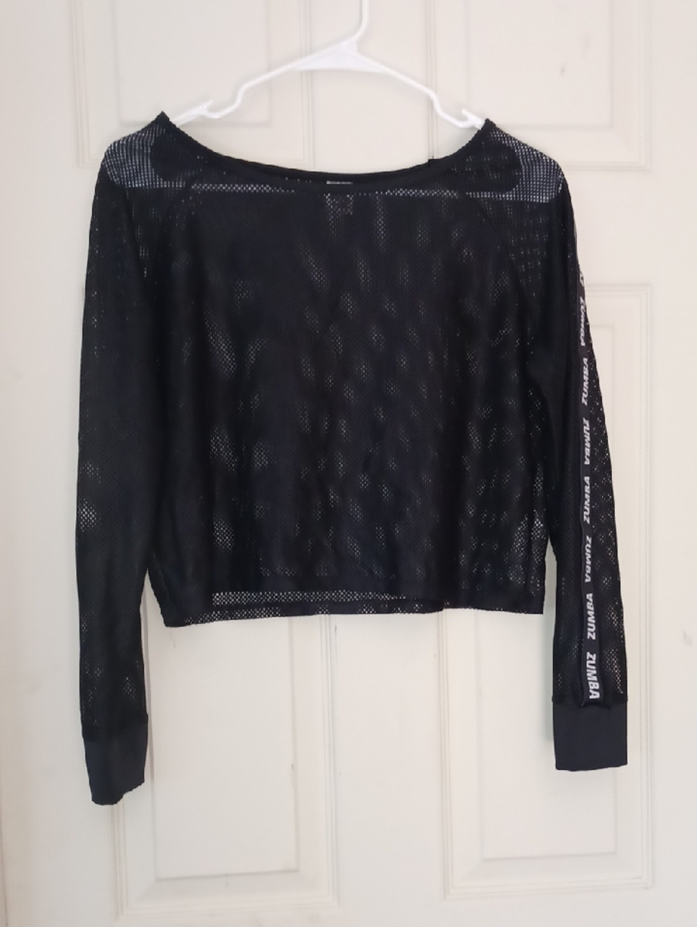 Zumba Fitness Black Mesh Long Sleeve Crop Top